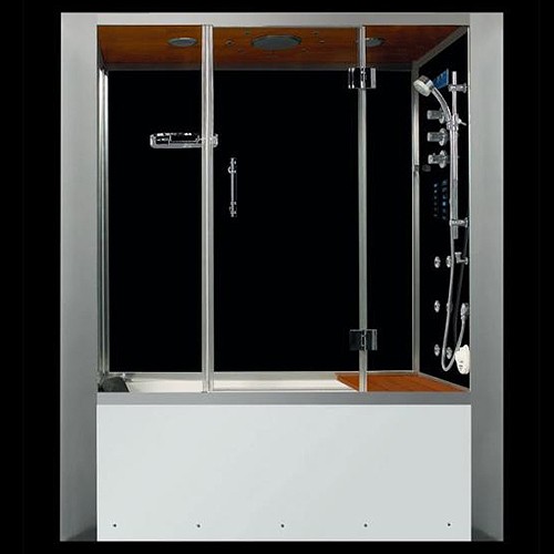 Larger image of Hydra Inset Steam Shower Bath With Enclosure. 1750x850.