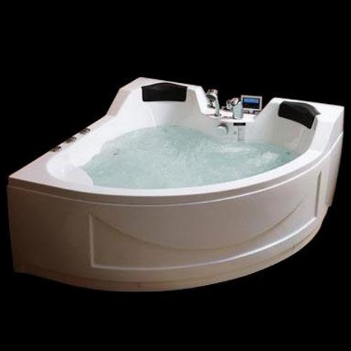 Larger image of Hydra Corner Whirlpool Bath With Bath Panel & Head Rests. 1500x1500.