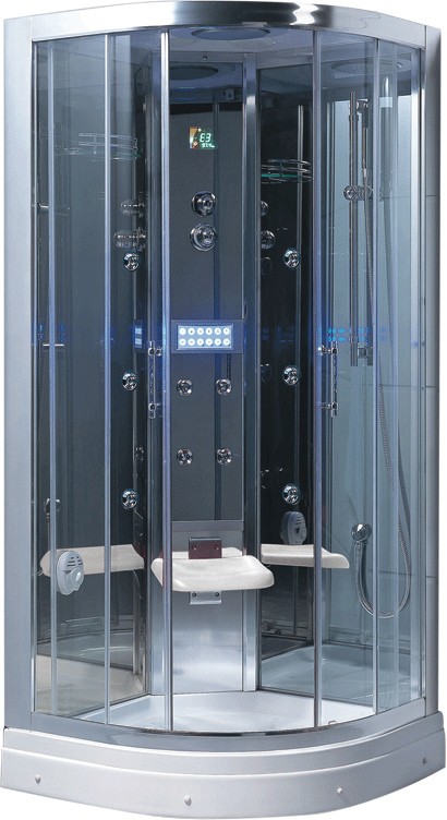 Larger image of Hydra Pro 900x900 Steam massage shower enclosure, mirror panels.
