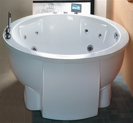 Larger image of Hydra Pro Freestanding Circular Whirlpool Bath with TV.  Diameter 1500mm.