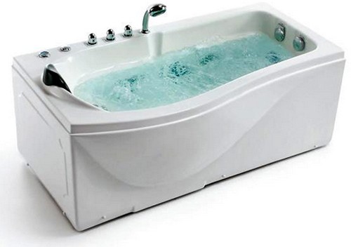 Larger image of Hydra P Shaped Whirlpool Bath With Bath Panels. 1500x820 (Right Handed).