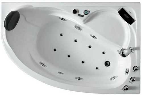 Example image of Hydra Corner Whirlpool Bath With Bath Panel. 1500x1000 (Right Handed).
