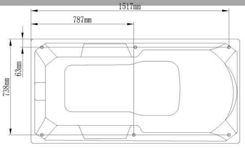 Technical image of Hydra Corner whirlpool Bath With Bath Panels. 1600x800 (Left Handed).