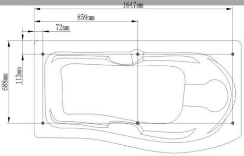 Technical image of Hydra Corner Whirlpool Bath With Bath Panels. 1720x850 (Left Handed).