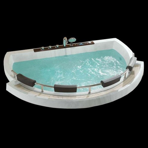 Larger image of Hydra Large Sunken Whirlpool Bath With Back Rests & Seats. 2500x1850.