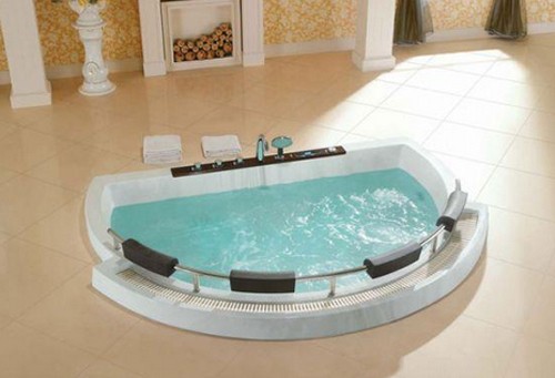 Example image of Hydra Large Sunken Whirlpool Bath With Back Rests & Seats. 2500x1850.