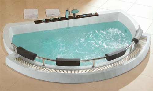 Example image of Hydra Large Sunken Whirlpool Bath With Back Rests & Seats. 2500x1850.