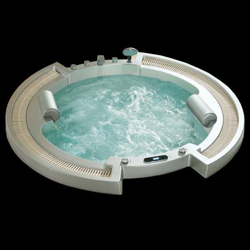 Larger image of Hydra Large Sunken Whirlpool Bath With Head Rests. 2100x1950.