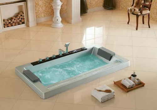 Example image of Hydra Sunken Whirlpool Bath With Back Rests. 1900x1100.