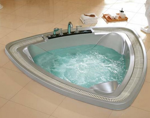 Example image of Hydra Large Sunken Whirlpool Bath With Back Rests. 2290x2230.