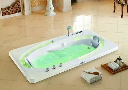 Example image of Hydra Sunken Whirlpool Bath With Head Rests. 2020x1270.