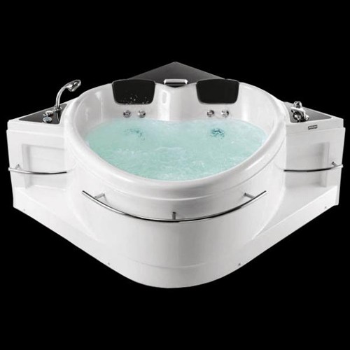 Larger image of Hydra Corner Whirlpool Bath With Bath Panel. 1500x1500.