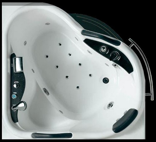 Example image of Hydra Corner Whirlpool Bath With Bath Panel & Head Rest. 1380x1380mm.