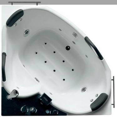 Example image of Hydra Corner Whirlpool Bath With Bath Panel & Head Rests. 1500x1500mm.