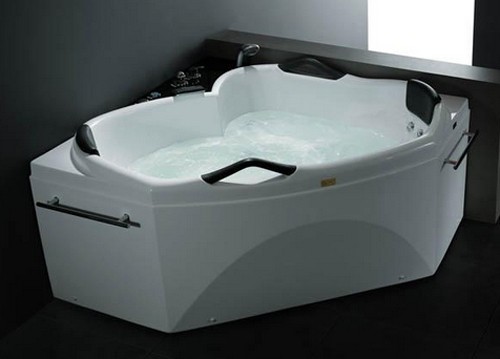 Example image of Hydra Corner Whirlpool Bath With Bath Panel & Head Rests. 1500x1500mm.