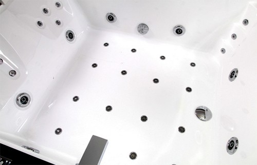 Example image of Hydra Large Sunken Whirlpool Bath With TV & Oak Surround. 1850x1500.