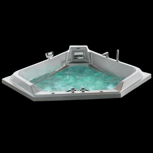 Example image of Hydra Large Corner Sunken Whirlpool Bath With TV. 1800x1800mm.