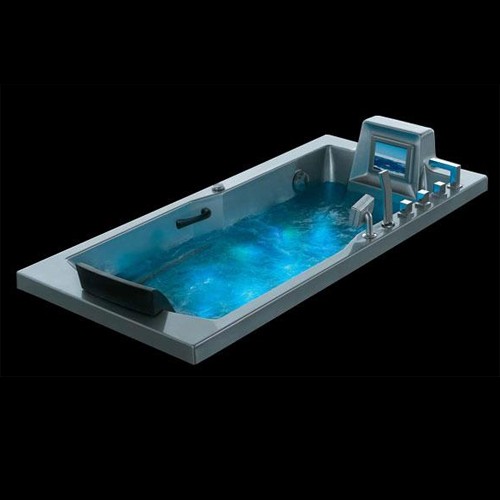 Larger image of Hydra Rectangular Sunken Whirlpool Bath With TV. 1800x900mm.