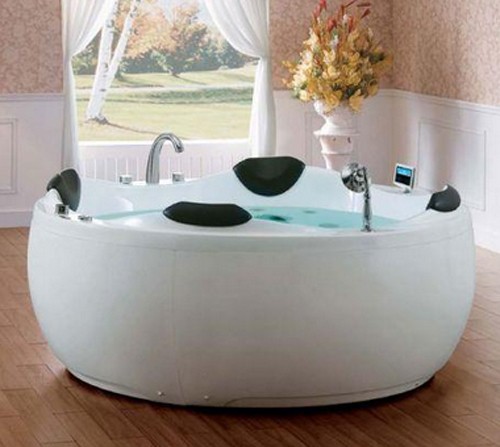 Example image of Hydra Large Round Freestanding Whirlpool Bath. 1850x1850mm.