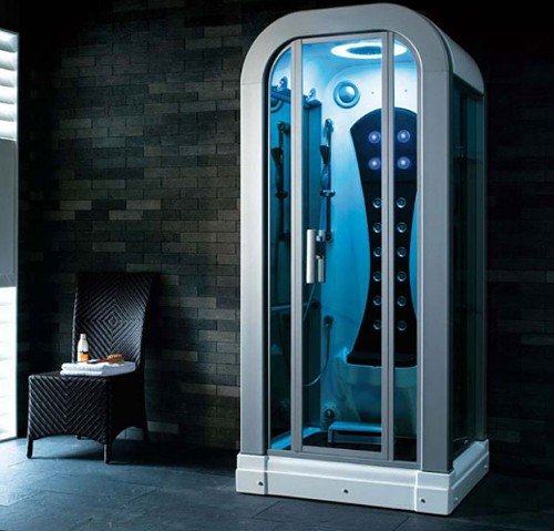 Example image of Hydra Rectangular Steam Shower Pod With Therapy Lighting. 1000x850mm.