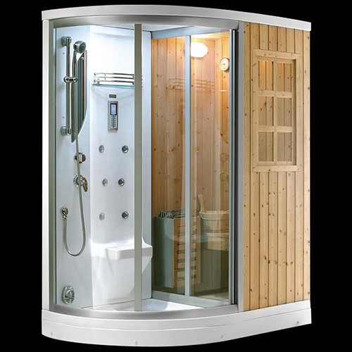 Larger image of Hydra Steam Shower & Sauna Cubicle (Right Handed). 1600x980mm.