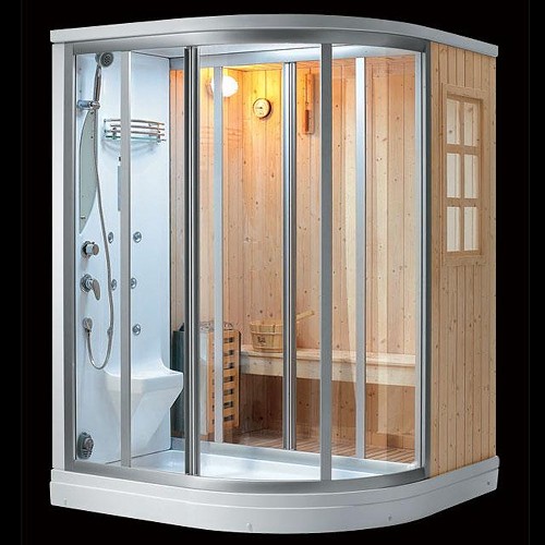 Larger image of Hydra Corner Steam Shower & Sauna Cubicle. 1500x1500mm.