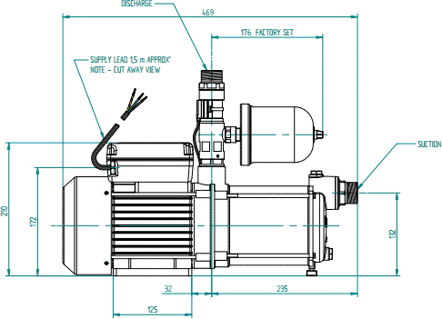Technical image of Stuart Turner Monsoon Extra Universal Single Flow Pump (+/- Head. 5.0 Bar).
