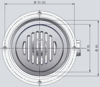 Technical image of Techflow Shower Waste Pump & Sheet Vinyl Floor Gully Kit.