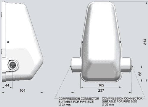 Technical image of Techflow Shower Waste Pump & Sheet Vinyl Floor Gully Kit.