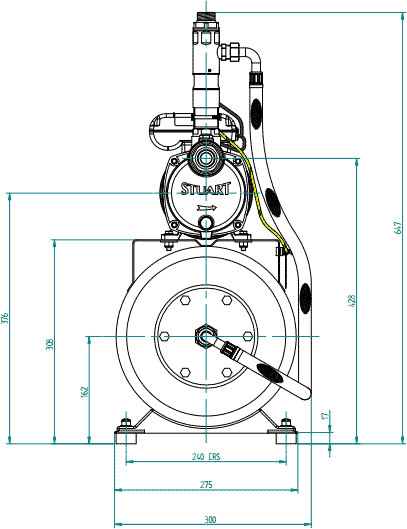 Technical image of Stuart Turner Pressure Set Single Flow Pump & Tank (+/- Head. 3.6 Bar).