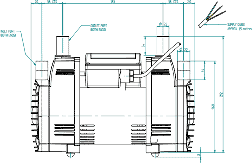 Technical image of Techflow Twin Flow Centrifugal Pump (Positive Head. 1.3 Bar).