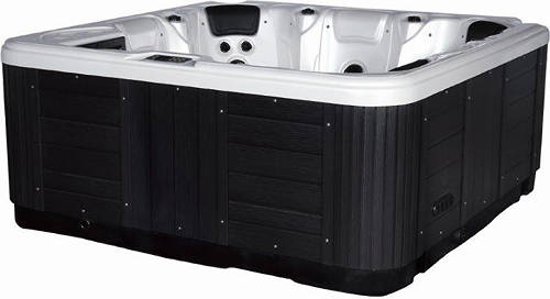 Larger image of Hot Tub White Hydro Hot Tub (Black Cabinet & Yellow Cover).