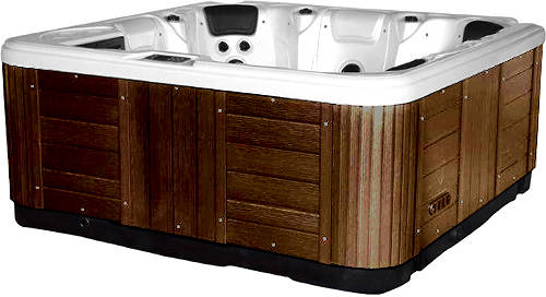 Larger image of Hot Tub Silver Hydro Hot Tub (Chocolate Cabinet & Yellow Cover).