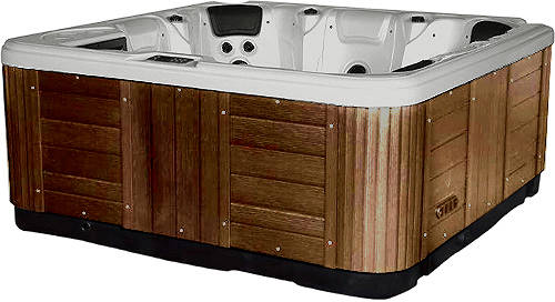 Larger image of Hot Tub Gypsum Hydro Hot Tub (Chocolate Cabinet & Yellow Cover).