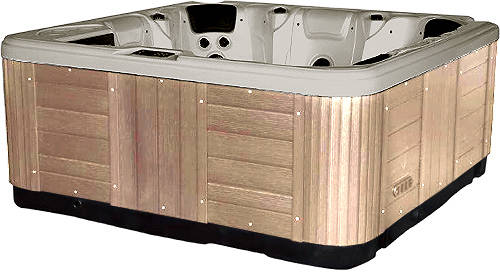 Larger image of Hot Tub Oyster Hydro Hot Tub (Light Yellow Cabinet & Brown Cover).