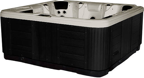 Larger image of Hot Tub Oyster Hydro Hot Tub (Black Cabinet & Brown Cover).