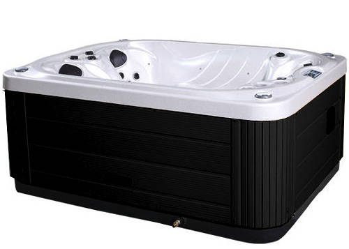 Larger image of Hot Tub White Mercury Hot Tub (Black Cabinet & Yellow Cover).