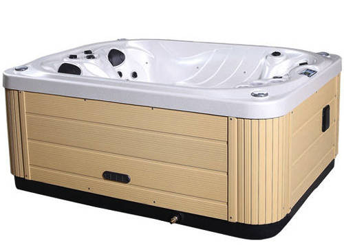 Larger image of Hot Tub White Mercury Hot Tub (Light Yellow Cabinet & Gray Cover).