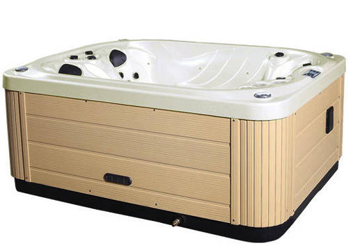 Larger image of Hot Tub Pearl Mercury Hot Tub (Light Yellow Cabinet & Brown Cover).