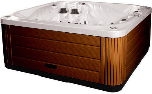 Larger image of Hot Tub White Neptune Hot Tub (Chocolate Cabinet & Yellow Cover).