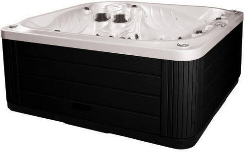 Larger image of Hot Tub White Neptune Hot Tub (Black Cabinet & Brown Cover).