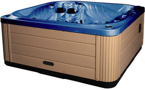 Larger image of Hot Tub Blue Neptune Hot Tub (Light Yellow Cabinet & Gray Cover).
