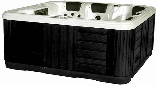 Larger image of Hot Tub Pearlescent Ocean Hot Tub (Black Cabinet & Grey Cover).
