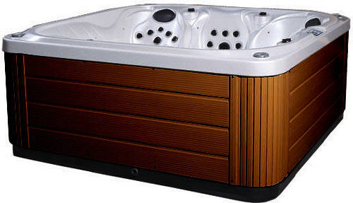 Larger image of Hot Tub White Venus Hot Tub (Chocolate Cabinet & Yellow Cover).