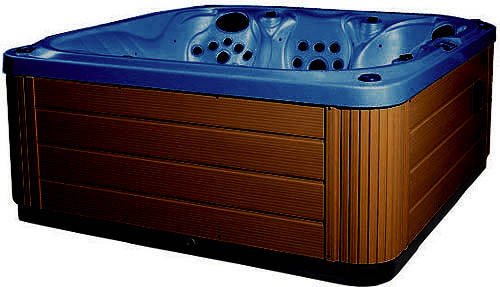 Larger image of Hot Tub Blue Venus Hot Tub (Chocolate Cabinet & Yellow Cover).