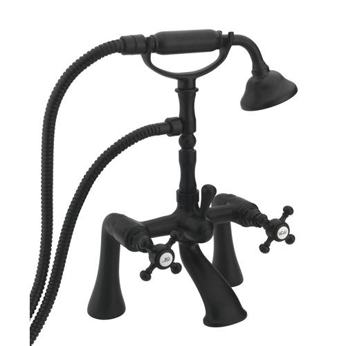 Larger image of Tre Mercati Allora Bath Shower Mixer Tap & Kit (Matt Black).