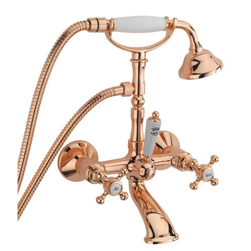 Larger image of Tre Mercati Allora Wall Mounted Bath Shower Mixer Tap & Kit (Rose Gold).