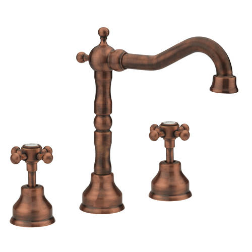 Larger image of Tre Mercati Allora 3 Hole Basin Mixer Tap & Waste (Copper).