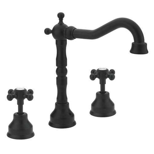 Larger image of Tre Mercati Allora 3 Hole Basin Mixer Tap & Waste (Matt Black).