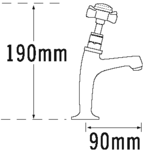 Technical image of Tre Mercati Kitchen Imperial High Neck Pillar Taps (Chrome, Pair).